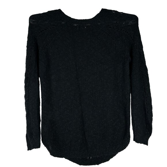 So Womens Black Knit Long Sleeve Cable Sweater Size XL Cotton Blend Casual - Picture 7 of 7